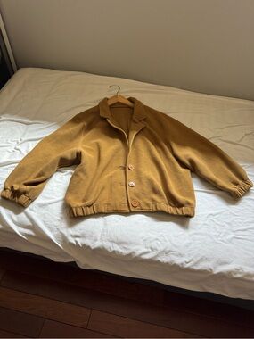 American Apparel Mustard Button-Front Knit Jacket